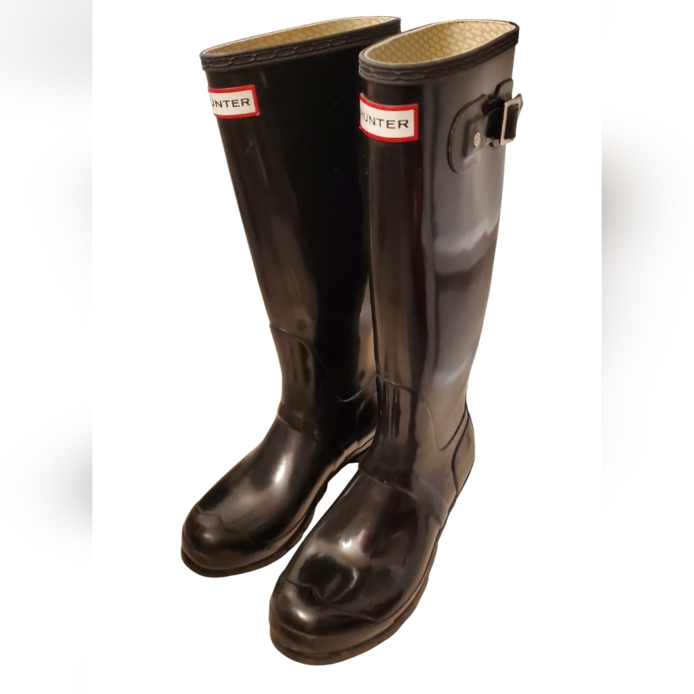 Hunter Glossy Black Rain Boots